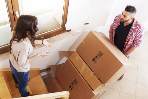 Assorted household items neatly arranged for storage