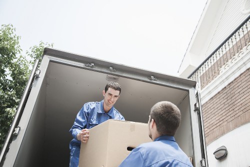 Packed moving boxes prepared for removals in Northharrow